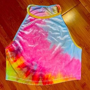 Fun Multi-Color Tie-Dye Hippie Velvet Top